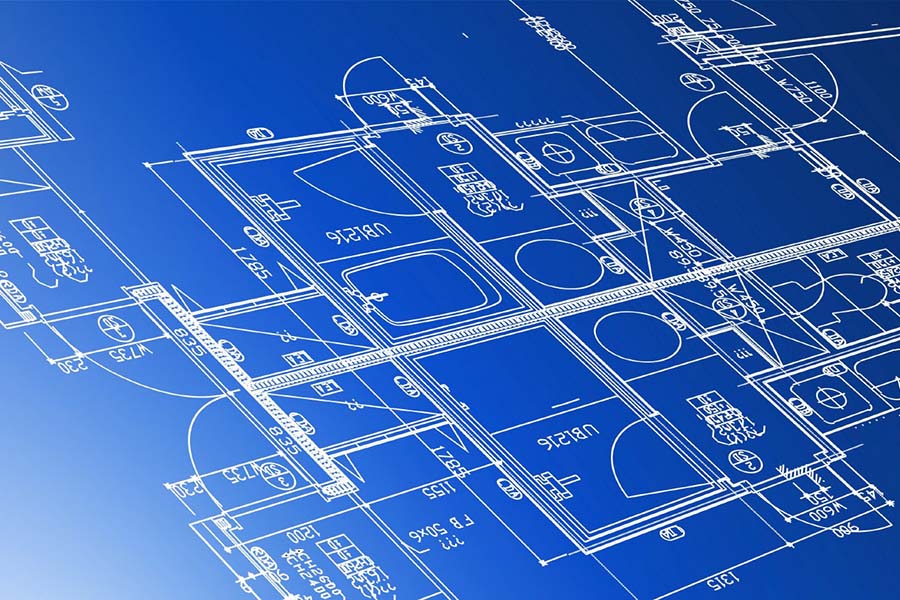 Architectural blueprints for a building project